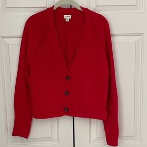 J. Crew Red V-Neck Button Cardigan